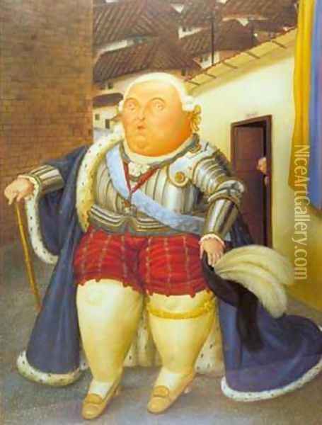 Louis XVI and Marie Antoinette on a Visit to Medellin Colombia 1990 Oil Painting - Fernando Botero