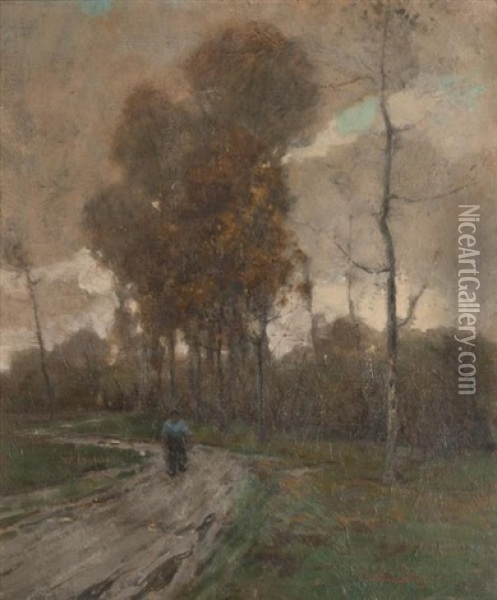 Man On A Country Road Oil Painting - Chauncey Foster Ryder