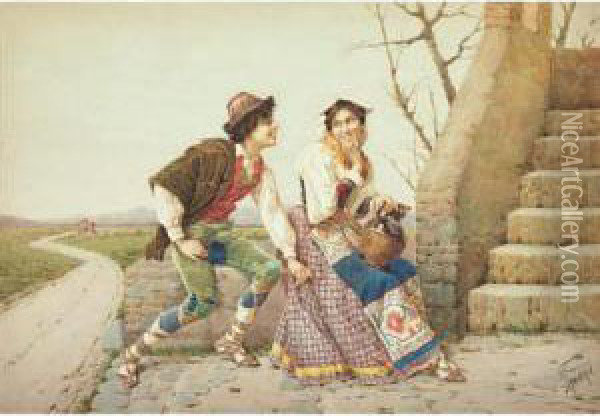 Country Courtship Oil Painting - Filippo Indoni