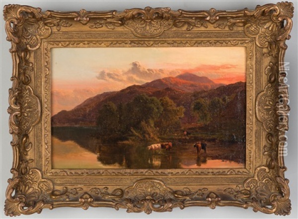 Sunset In The Highlands Oil Painting - Sidney Richard Percy
