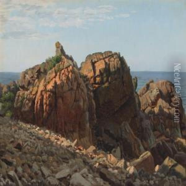 Coastel Scenery, Bornholm Oil Painting - Johannes Herman Brandt