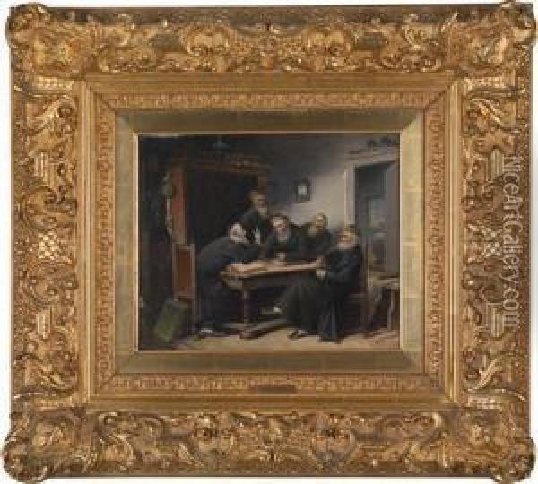 The Talmud Lesson Oil Painting - Carl Schleicher