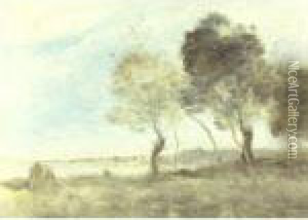 Les Peupliers, Souvenir D'arleux-du-nord Oil Painting - Jean-Baptiste-Camille Corot