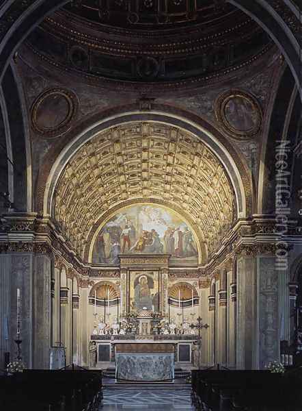 Interior view toward choir 1485 Oil Painting - Donato Bramante