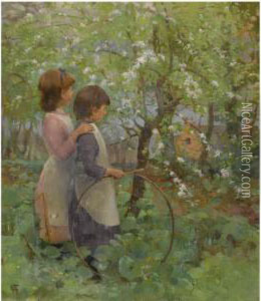 The Orchard Oil Painting - Elizabeth A.Stanhope Forbes