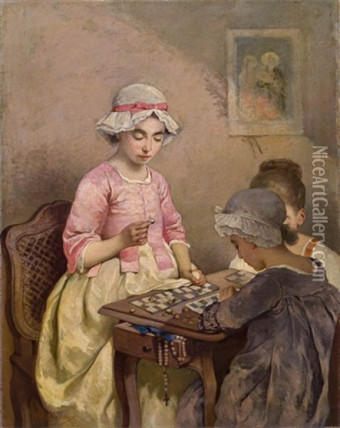 Das Lottospiel Oil Painting - Charles Joshua Chaplin