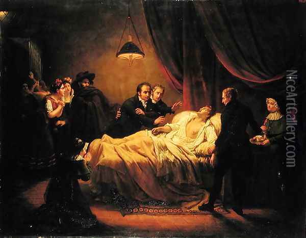 The Death of Mazet, 1821 Oil Painting - Henri Auguste Calixte Cesar Serrur