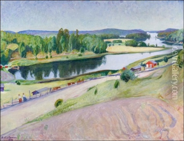 Jokimaisema Oil Painting - Pekka Halonen
