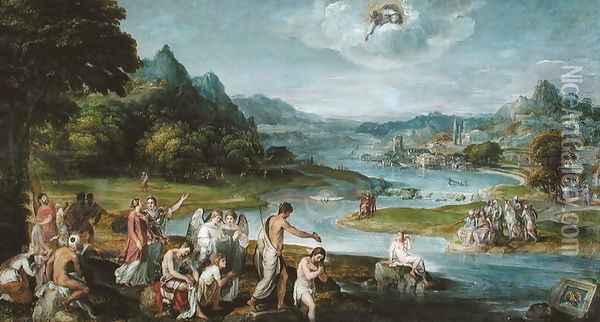 The Baptism of Christ Oil Painting - Lambert Sustris