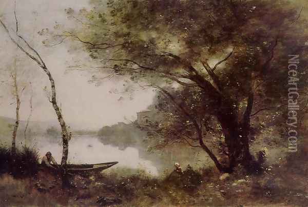 The Boatmen of Mortefontaine Oil Painting - Jean-Baptiste-Camille Corot