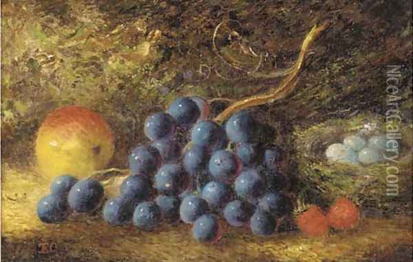 Grapes, an apple Oil Painting - Thomas Collier