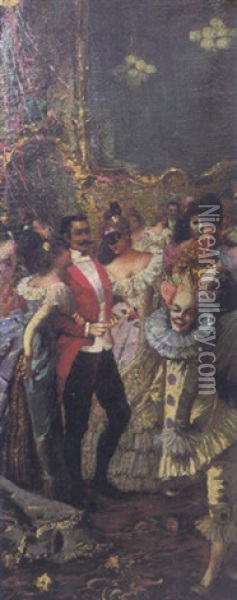 The Masked Ball Oil Painting - Francisco Masriera Manovens