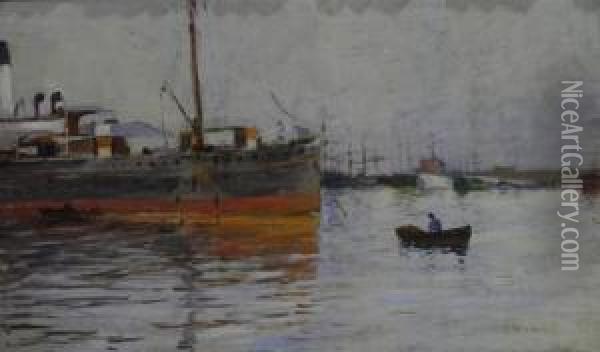 Porto Di Livorno Oil Painting - Guglielmo Micheli
