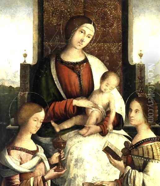 Madonna and Child with Sts Mary Magdalene and Catherine of Alexandria 2 Oil Painting - Bernardino di Bosio (see ZAGANELLI)