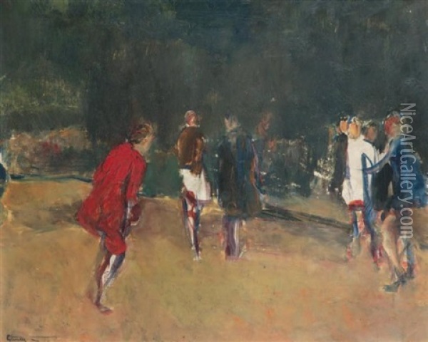 Promeneurs Au Bois Oil Painting - Adolphe Peterelle