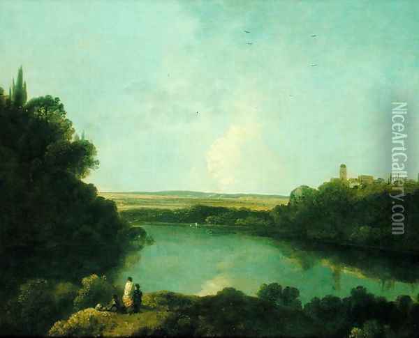 The Nemi Lake near Rome, c.1760 Oil Painting - Richard Wilson