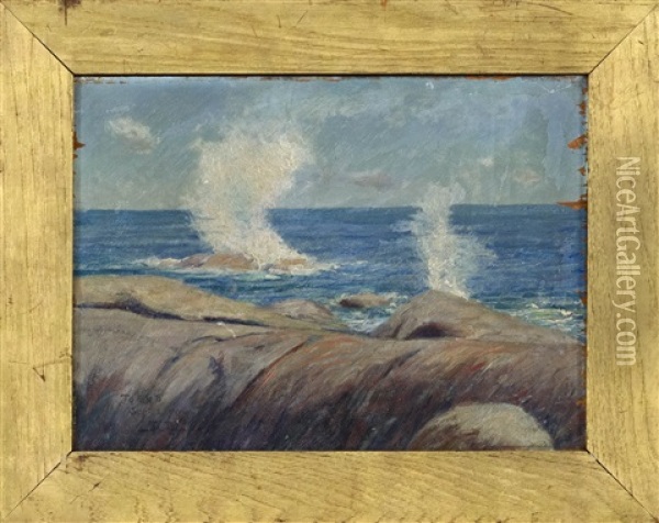 Crashing Waves Oil Painting - John Leslie Breck