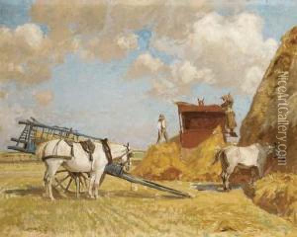 A French Harvest Oil Painting - Algernon Talmage