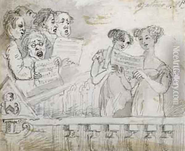 Oratorio performance at the Drury Lane Theatre part one of a triptych 1814 Oil Painting - John Nixon