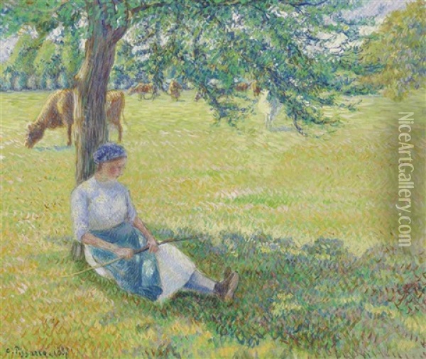 Gardeuse De Vaches, Eragny Oil Painting - Camille Pissarro