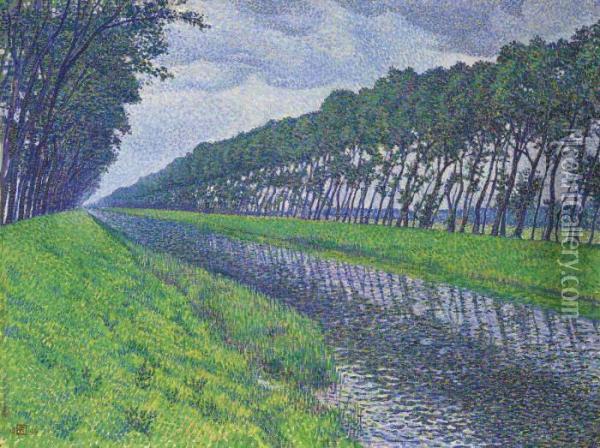 Le Canal En Flandre Par Temps Triste Oil Painting - Theo van Rysselberghe