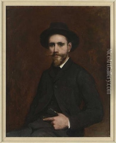Autoportrait Presume Du Peintre Oil Painting - Gustave Henri Colin