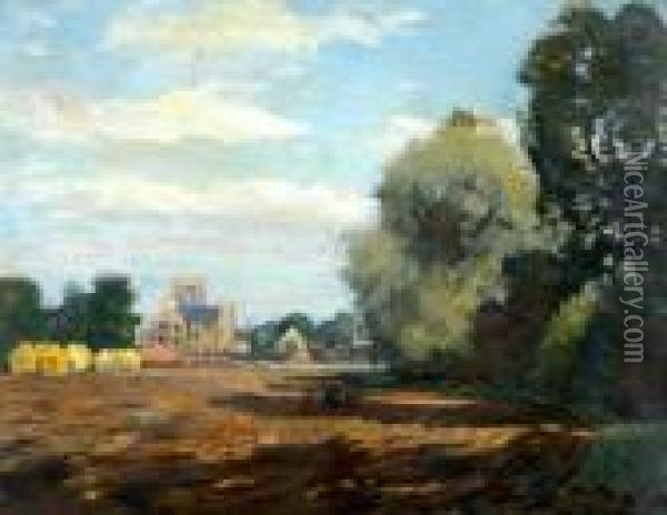 Ploughing At Haddington Oil Painting - Robert Noble