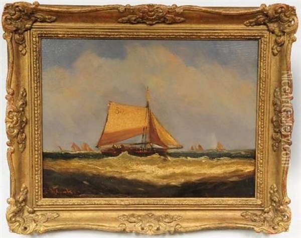 Seascape With Sailboats Oil Painting - George Stainton