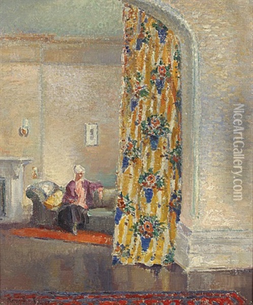 Dame In Een Interieur Oil Painting - Maurice Blieck