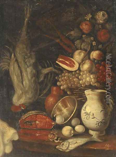 A basket of fruit Oil Painting - Carlo Magini