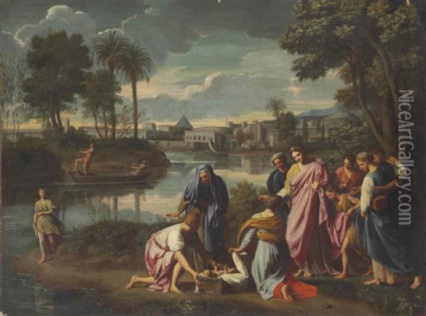 The Finding Of Moses Oil Painting - Nicolas Colombel