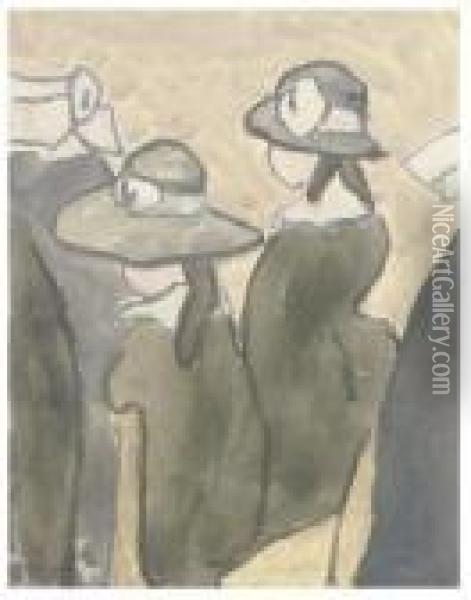 Girls In Hats In Church Oil Painting - Gwendolen John