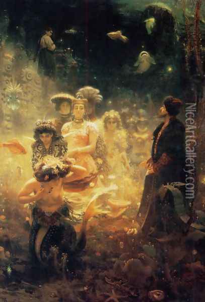 Sadko in the Underwater Kingdom 1876 Oil Painting - Ilya Efimovich Efimovich Repin