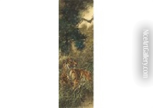 Two Tigers Oil Painting - Suiseki Ohashi