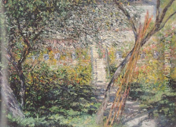 Le Jardin De Vetheuil Oil Painting - Claude Monet