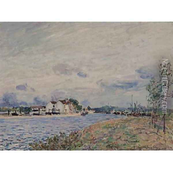 The Embankments of the Loing at Saint-Mammes Oil Painting - Alfred Sisley