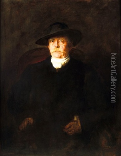 Portrait Du Chancelier Otto Von Bismarck, En Habit Civil Oil Painting - Franz Seraph von Lenbach