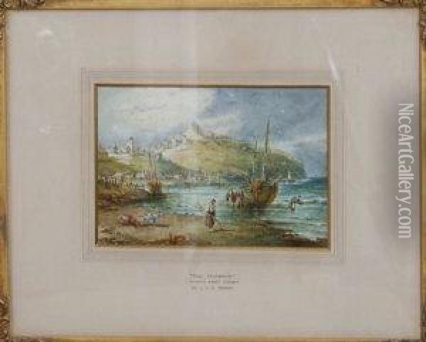 Old Harbour North East Coast Oil Painting - William Joseph Caesar Julius Bond