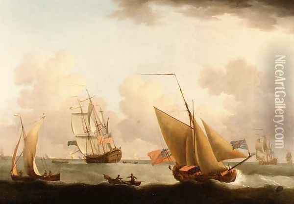 Shipping off the Dutch Coast Oil Painting - Francis Swaine