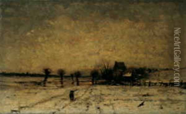 Winterliche Niederrheinlandschaft Oil Painting - Ludwig Munthe