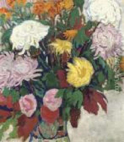 A Still Life With Flowers Oil Painting - Leo Gestel
