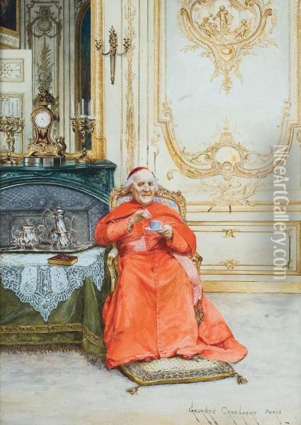 Koffie Uur Van De Kardinaal Oil Painting - Georges Croegaert