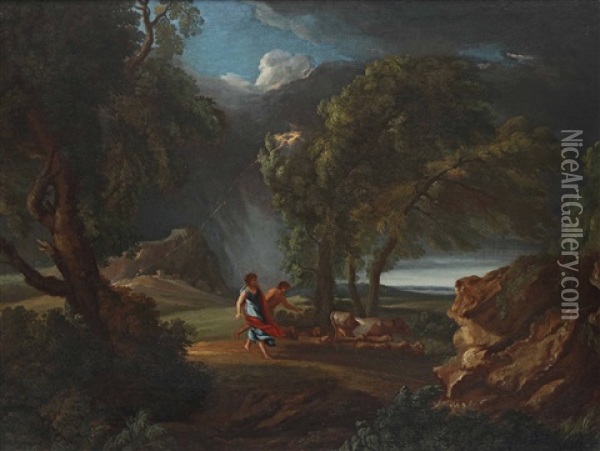 Paesaggio Con Tempesta E Pastori Oil Painting - Pieter Mulier the Younger