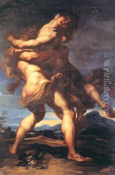 Hercules and Antaeus Oil Painting - Gregorio de Ferrari