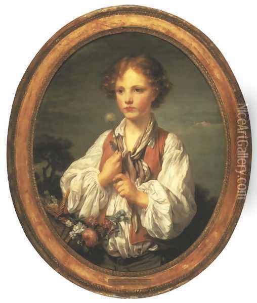 Young Shepherd Tempting Fate to See if He is Loved by His Shepherdess Oil Painting - Jean Baptiste Greuze