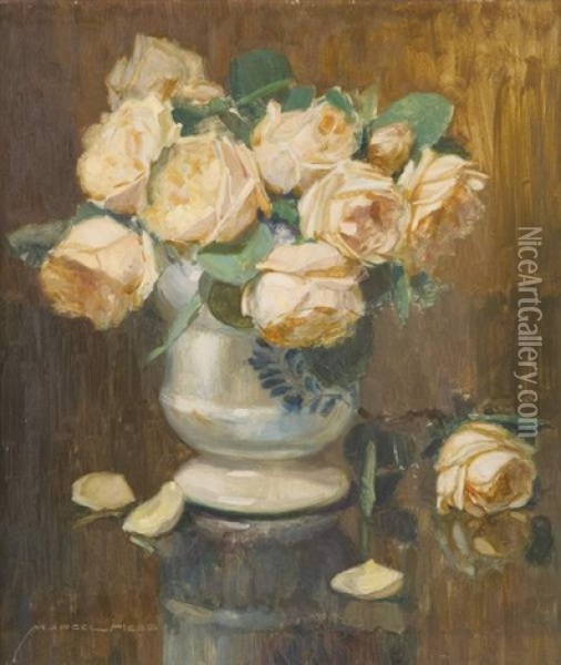Gloires De Dijon (roses) Oil Painting - Marcel Hess