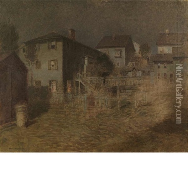 Old House, Moonlight, Gloucester Oil Painting - Paul Cornoyer