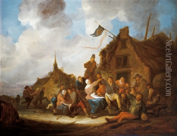 Feiernde Bauern Vor Einem Wirtshaus Oil Painting - Benjamin Gerritsz Cuyp