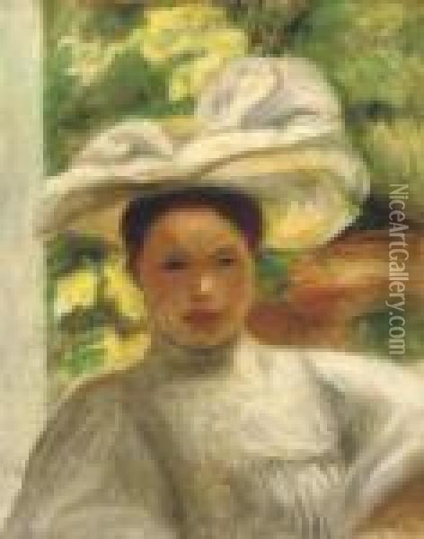 Jeune Fille Au Chapeau Oil Painting - Pierre Auguste Renoir