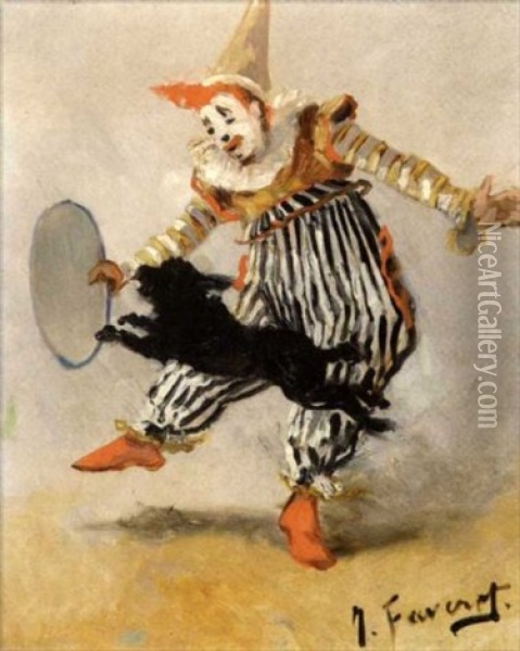 Le Clown Et Le Chien Oil Painting - Joseph B.B. Faverot